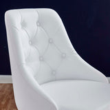 Distinct Tufted Swivel Vegan Leather Office Chair Black White EEI-4370-BLK-WHI