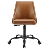 Designate Swivel Vegan Leather Office Chair Black Tan EEI-4372-BLK-TAN