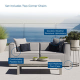 Saybrook Outdoor Patio Upholstered 2-Piece Sectional Sofa Loveseat Gray EEI-4377-GRY