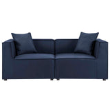 Saybrook Outdoor Patio Upholstered 2-Piece Sectional Sofa Loveseat Navy EEI-4377-NAV