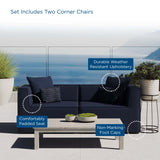 Saybrook Outdoor Patio Upholstered 2-Piece Sectional Sofa Loveseat Navy EEI-4377-NAV