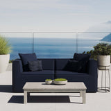 Saybrook Outdoor Patio Upholstered 2-Piece Sectional Sofa Loveseat Navy EEI-4377-NAV