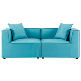 Saybrook Outdoor Patio Upholstered 2-Piece Sectional Sofa Loveseat Turquoise EEI-4377-TUR