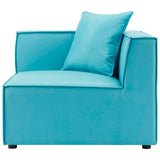 Saybrook Outdoor Patio Upholstered 2-Piece Sectional Sofa Loveseat Turquoise EEI-4377-TUR