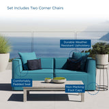 Saybrook Outdoor Patio Upholstered 2-Piece Sectional Sofa Loveseat Turquoise EEI-4377-TUR