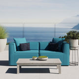 Saybrook Outdoor Patio Upholstered 2-Piece Sectional Sofa Loveseat Turquoise EEI-4377-TUR