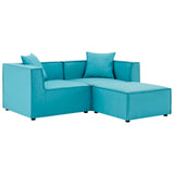 Saybrook Outdoor Patio Upholstered Loveseat and Ottoman Set Turquoise EEI-4378-TUR