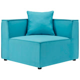 Saybrook Outdoor Patio Upholstered Loveseat and Ottoman Set Turquoise EEI-4378-TUR