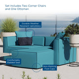 Saybrook Outdoor Patio Upholstered Loveseat and Ottoman Set Turquoise EEI-4378-TUR