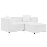 Saybrook Outdoor Patio Upholstered Loveseat and Ottoman Set White EEI-4378-WHI