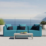 Saybrook Outdoor Patio Upholstered 3-Piece Sectional Sofa Turquoise EEI-4379-TUR