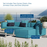 Saybrook Outdoor Patio Upholstered 4-Piece Sectional Sofa Turquoise EEI-4380-TUR