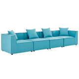 Saybrook Outdoor Patio Upholstered 4-Piece Sectional Sofa Turquoise EEI-4381-TUR