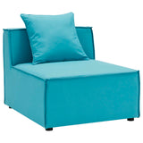 Saybrook Outdoor Patio Upholstered 4-Piece Sectional Sofa Turquoise EEI-4381-TUR