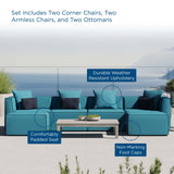 Saybrook Outdoor Patio Upholstered 6-Piece Sectional Sofa Turquoise EEI-4383-TUR