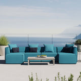 Saybrook Outdoor Patio Upholstered 6-Piece Sectional Sofa Turquoise EEI-4383-TUR