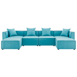 Saybrook Outdoor Patio Upholstered 6-Piece Sectional Sofa Turquoise EEI-4383-TUR