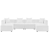 Saybrook Outdoor Patio Upholstered 6-Piece Sectional Sofa White EEI-4383-WHI