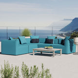Saybrook Outdoor Patio Upholstered 5-Piece Sectional Sofa Turquoise EEI-4384-TUR