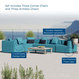 Saybrook Outdoor Patio Upholstered 6-Piece Sectional Sofa Turquoise EEI-4385-TUR