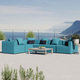 Saybrook Outdoor Patio Upholstered 6-Piece Sectional Sofa Turquoise EEI-4385-TUR