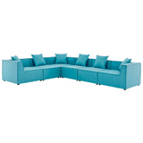 Saybrook Outdoor Patio Upholstered 6-Piece Sectional Sofa Turquoise EEI-4385-TUR