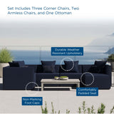 Saybrook Outdoor Patio Upholstered 6-Piece Sectional Sofa Navy EEI-4386-NAV