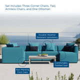 Saybrook Outdoor Patio Upholstered 6-Piece Sectional Sofa Turquoise EEI-4386-TUR