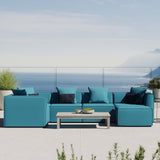 Saybrook Outdoor Patio Upholstered 6-Piece Sectional Sofa Turquoise EEI-4386-TUR