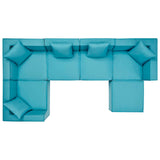 Saybrook Outdoor Patio Upholstered 6-Piece Sectional Sofa Turquoise EEI-4386-TUR