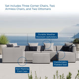 Saybrook Outdoor Patio Upholstered 7-Piece Sectional Sofa Gray EEI-4387-GRY