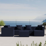 Saybrook Outdoor Patio Upholstered 7-Piece Sectional Sofa Navy EEI-4387-NAV