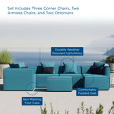 Saybrook Outdoor Patio Upholstered 7-Piece Sectional Sofa Turquoise EEI-4387-TUR