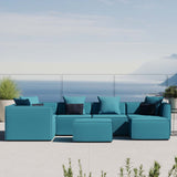 Saybrook Outdoor Patio Upholstered 7-Piece Sectional Sofa Turquoise EEI-4387-TUR