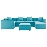 Saybrook Outdoor Patio Upholstered 7-Piece Sectional Sofa Turquoise EEI-4387-TUR