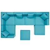 Saybrook Outdoor Patio Upholstered 7-Piece Sectional Sofa Turquoise EEI-4387-TUR