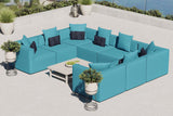 Saybrook Outdoor Patio Upholstered 8-Piece Sectional Sofa Turquoise EEI-4388-TUR