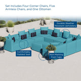 Saybrook Outdoor Patio Upholstered 10-Piece Sectional Sofa Turquoise EEI-4389-TUR