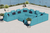 Saybrook Outdoor Patio Upholstered 10-Piece Sectional Sofa Turquoise EEI-4389-TUR