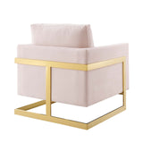 Posse Performance Velvet Accent Chair Gold Pink EEI-4390-GLD-PNK