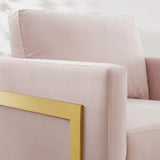 Posse Performance Velvet Accent Chair Gold Pink EEI-4390-GLD-PNK
