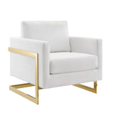 Posse Performance Velvet Accent Chair Gold White EEI-4390-GLD-WHI