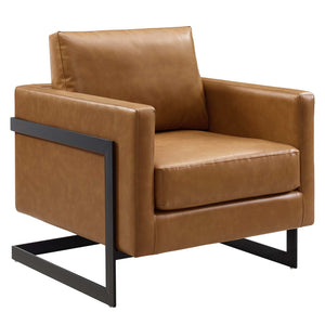 Posse Vegan Leather Accent Chair Black Tan EEI-4392-BLK-TAN