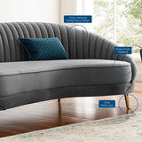 Camber Channel Tufted Performance Velvet Sofa Gray EEI-4405-GRY