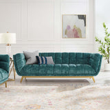 Bestow Crushed Performance Velvet Sofa Teal EEI-4410-TEA