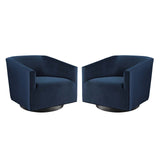 Twist Swivel Chair Performance Velvet Set of 2 Midnight Blue EEI-4427-MID