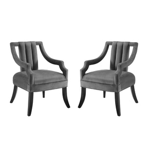 Modway Furniture Harken Accent Chair Performance Velvet Set of 2 Gray 26 x 47 x 33