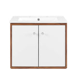 Transmit 24" 	Wall-Mount Bathroom Vanity Walnut White EEI-4431-WAL-WHI