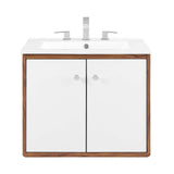 Transmit 24" 	Wall-Mount Bathroom Vanity Walnut White EEI-4431-WAL-WHI