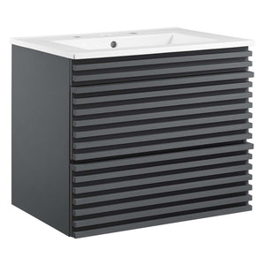 Modway Furniture Render 24" Wall-Mount Bathroom Vanity XRXT Gray White EEI-4433-GRY-WHI